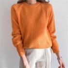 Crewneck Wool Blend Rib Sweater