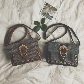 Beaded Buckled Check Cross Bag
