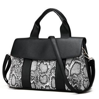 Set: Snake Print Crossbody Bag + Long Wallet