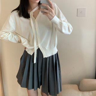Cardigan / Pleated A-line Skirt