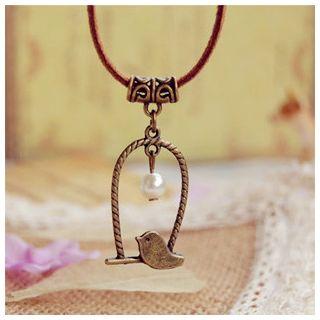 Faux Pearl Bird Pendant Necklace