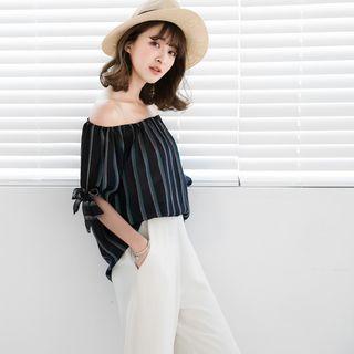 Tie-cuff Striped Top