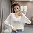 Long-sleeve Rip Knit T-shirt