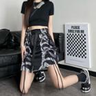 Printed Drawstring A-line Skirt