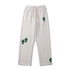 Cross Embroidered Drawstring Sweatpants