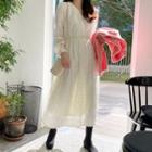 Gathered-waist Fringed Maxi Dress