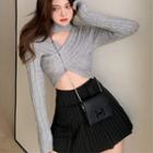 Cropped Knit Top Gray - One Size