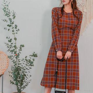 Tie-waist Midi Plaid Dress
