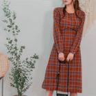 Tie-waist Midi Plaid Dress