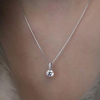 925 Sterling Silver Rhinestone Pendant Necklace 1 Pc - 925 Sterling Silver Rhinestone Pendant Necklace - Silver - One Size