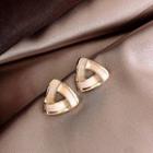 Triangle Glaze Earring 1 Pair - Gold & White - One Size