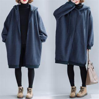 Oversize Zip-up Hoodie Navy Blue - One Size
