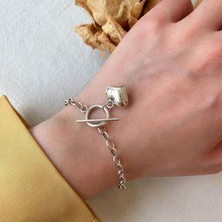 Heart Pendant Sterling Silver Bracelet 1 Pc - Silver - One Size