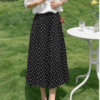 High-waist Dot A-line Semi Skirt