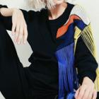 Color Block Fringed Pullover