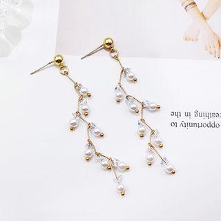 Faux-pearl Earring 1 Pair - Long - Faux Pearl - One Size