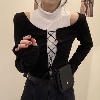 Set: Long-sleeve Cutout T-shirt + Tank Top