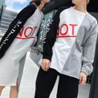 Couple Matching Long-sleeve Lettering Panel T-shirt / T-shirt Dress