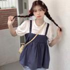 Short-sleeve T-shirt / Eyelet Lace Camisole Top