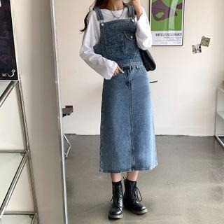 Denim Midi A-line Skirt / Vest