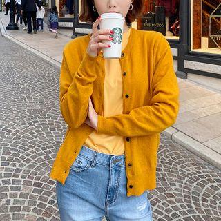 Round-neck Wool Blend Cardigan In 9 Colors