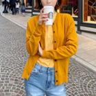 Round-neck Wool Blend Cardigan In 9 Colors
