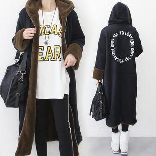 Faux-fur Lined Long Zip Hoodie