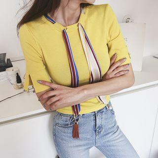 Inset Scarf Slim-fit Top