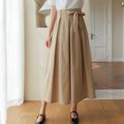 Pleated Long Culottes With Sash