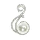 18k White Gold Pendant With Diamonds And Fresh Water Pearl