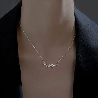 Leaf Pendant Sterling Silver Choker 925 Silver - Silver - One Size