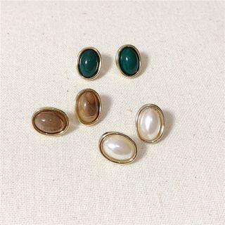 Faux Pearl Oval Earring