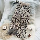 Leopard Midi Straight-fit Knit Skirt Leopard - Almond - One Size