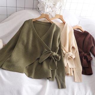 Tie-side Plain Knit Top