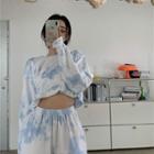 Tie-dyed Round Neck Pullover / Hooded Sweatshirt / Elastic-waist Sweatpants