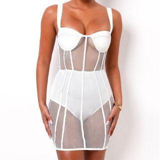 Strappy Faux Leather Mini Sheath Dress