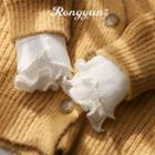 Faux Pearl Ribbed Cuff White - One Size