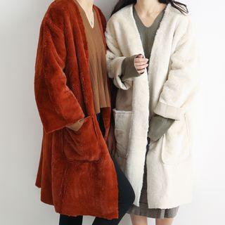 3/4-sleeve Pocketed Coat