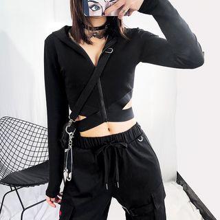 Hooded Zip Long-sleeve T-shirt