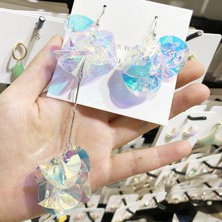 Non-matching Acrylic Petal Dangle Earring 1 Pair - Blue - One Size