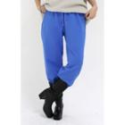 Drawstring Pocket-side Jogger Pants Blue - One Size