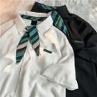 Short Sleeve Tie Neck Shirt