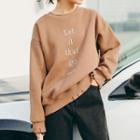 Distressed Letter Embroidered Pullover