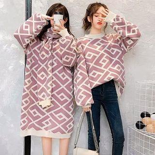 Geometric Print Sweater / Midi Knit Dress