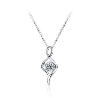 925 Sterling Silver Simple Fashion Pendant Necklace With Cubic Zircon Silver - One Size