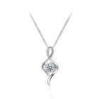 925 Sterling Silver Simple Fashion Pendant Necklace With Cubic Zircon Silver - One Size