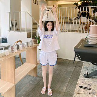 Set: Letter T-shirt + Piped Shorts