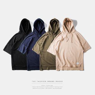 Plain Elbow-sleeve Hoodie