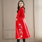 Embroidery Belted Woolen Coat