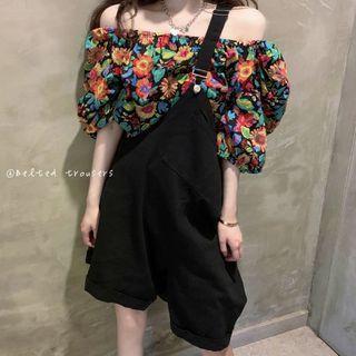 Off-shoulder Floral Blouse / Jumper Shorts / Jumper Pants